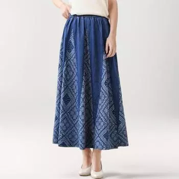 DIMANAF Плюс Размер 2024 Женская Юбка Летняя Джинсовая Сращенная Базовая Эластичная Талия Синяя Базовая Свободная