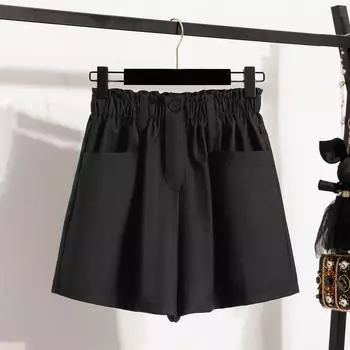 DIMANAF Plus Size 2025 Summer Style Shorts Basic Pants High Waist Women Pants Loose Casual Female Solid Trousers L чёрный