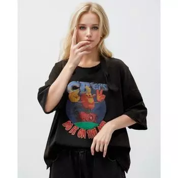 DIMANAF Summer 2024 Plus Size Women Cotton T-Shirt Tops Print Cartoon Basic Tees Shirt Loose Clothing