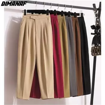 DIMANAF/весенне-летние большие размеры, женские длинные брюки, повседневные свободные широкие брюки, хлопковые однотонные шаровары