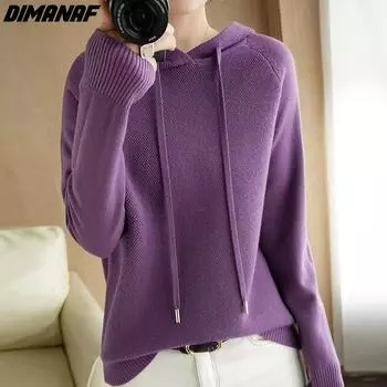 DIMANAF, весна 2023, женские свитера, женские пуловеры, топы, женская одежда, шерстяные трикотажные шерстяные базовые однотонные футболки, шляпа, свитер
