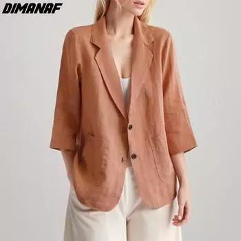 DIMANAF Женская блузка больших размеров, однотонная новая рубашка свободного кроя с длинными рукавами, кардиган, модная весна-лето, базовая модель 2024