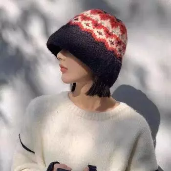 DIMANAF женская шапка толстая вязаная шерстяная подкладка шапка теплая модная женская зима 2024 новинка One Size
