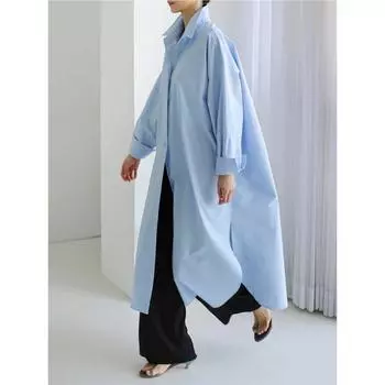 DIMANAF Женская синяя длинная повседневная блузка большого размера с лацканами и длинными рукавами, свободная рубашка, модная весна-осень 2024