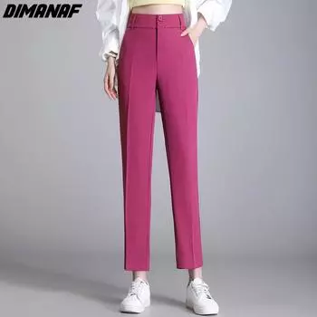 DIMANAF женские 2024 новые большие размеры летние стильные шаровары с высокой талией длинные брюки 5XL