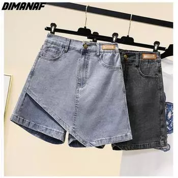 DIMANAF женские брюки больших размеров, летние короткие джинсы, эластичные джинсовые шорты с высокой талией, модные свободные шорты большого размера