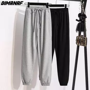 DIMANAF Женские джинсы Летний стиль Базовые шаровары 2022 Хлопковые женские эластичные однотонные японские брюки Oversize 5XL