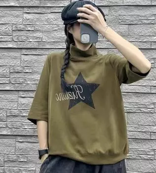 Dimanaf Женские толстовки с капюшоном, футболки, свитшоты, топы, черные женские водолазки, пуловеры, осень-весна, хлопок, свободные, 2024, цветочный принт