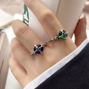 DIMANAF Женские ювелирные изделия Стальное кольцо Элегантная модная леди one size синий