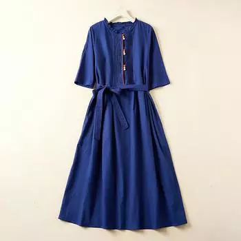 DIMANAF женское 2024 большие размеры весеннее платье оверсайз винтажное длинное платье мягкое базовое свободное льняное элегантное платье