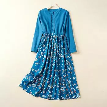 DIMANAF женское 2024 большие размеры весеннее платье оверсайз винтажное длинное платье мягкое базовое свободное элегантное платье с цветочным принтом