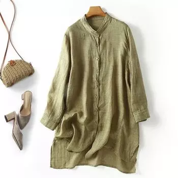DIMANAF женское 2024 большие размеры весеннее платье оверсайз стильное льняное однотонное длинное платье мягкое базовое свободное платье больших размеров