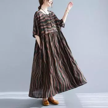 DIMANAF женское 2024 большие размеры весна-лето оверсайз стильное платье пляжное элегантное длинное платье с цветочным принтом свободное платье оверсайз