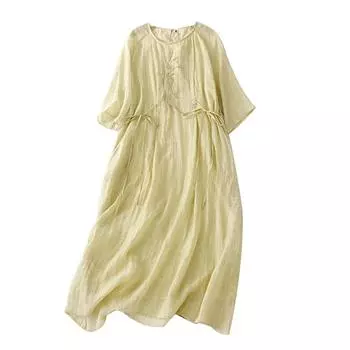 DIMANAF женское 2024 большие размеры весна-лето оверсайз стильное платье элегантное длинное платье с цветочным принтом винтажное базовое однотонное свободное платье