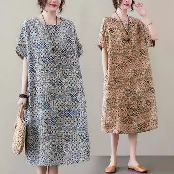 DIMANAF женское 2024 плюс размер летнее платье оверсайз стильное пляжное элегантное длинное платье с цветочным принтом свободное короткое платье 8353