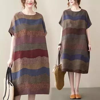 DIMANAF женское 2024 плюс размер летнее платье оверсайз стильное пляжное элегантное длинное платье с цветочным принтом свободное короткое платье 8344