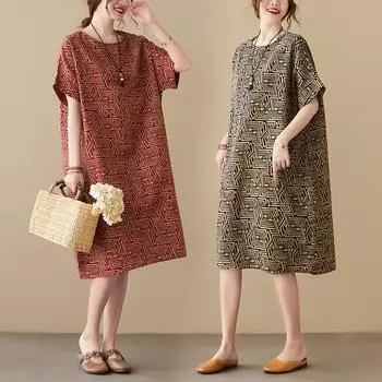 DIMANAF женское 2024 плюс размер летнее платье оверсайз стильное пляжное элегантное длинное платье с цветочным принтом свободное короткое платье