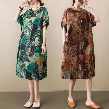 DIMANAF женское 2024 плюс размер летнее платье оверсайз стильное пляжное элегантное длинное платье с цветочным принтом свободное короткое платье 8194