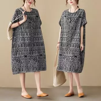 DIMANAF женское 2024 плюс размер летнее платье оверсайз стильное пляжное элегантное длинное платье с цветочным принтом свободное короткое платье