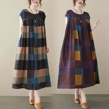 DIMANAF женское 2024 плюс размер летнее платье большого размера пляжное длинное платье с круглым вырезом и цветочным принтом свободное короткое платье