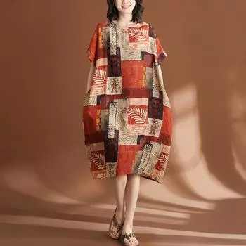 DIMANAF женское 2024 плюс размер весенне-летнее стильное платье пляжное льняное длинное платье большого размера базовое свободное платье