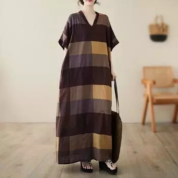 DIMANAF женское 2024 плюс размер весна лето платье оверсайз стильное пляжное элегантное длинное платье с цветочным принтом оверсайз базовое свободное платье больших размеров 9015