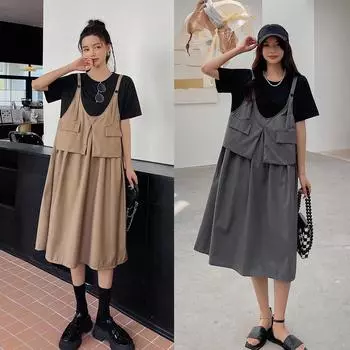 Dimanaf Женское летнее платье-рубашка больших размеров с длинным коротким рукавом, повседневное платье-рубашка большого размера, свободное платье-двойка, новое XL серый