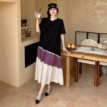 DIMANAF Женское платье больших размеров 2024, новое летнее стильное платье больших размеров, повседневное базовое длинное винтажное свободное платье