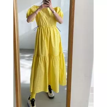 DIMANAF Женское платье больших размеров 2024, новое летнее свободное пляжное платье в горошек с коротким рукавом, праздничные платья