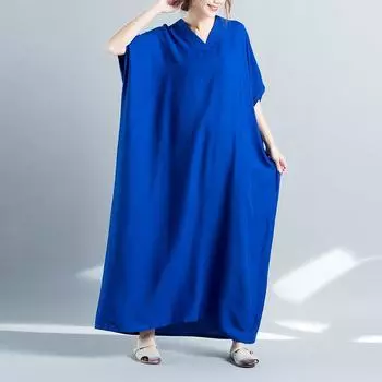 DIMANAF женское платье больших размеров 2024, новое летнее стильное платье с круглым вырезом, однотонное свободное платье, зеленые льняные базовые платья 8816