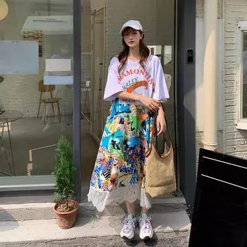 DIMANAF Женское платье больших размеров 2024, новое летнее платье-рубашка оверсайз, повседневное длинное платье, винтажное базовое кружевное свободное платье