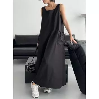 Dimanaf Женское платье больших размеров, новинка 2024 года, летнее однотонное хлопковое свободное пляжное платье без рукавов, тонкие длинные платья