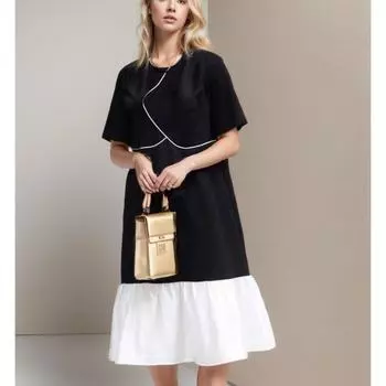 DIMANAF Женское платье больших размеров 2024, новое летнее стильное платье оверсайз, однотонное повседневное базовое длинное черное свободное платье XL