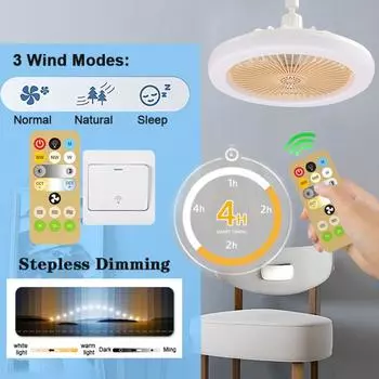 Dimmable Ceiling Fan Lamp With Remote Control Fan Lamp AC85-265V LED Universal Aroma Fan E27 3 Color Changing Fan Light