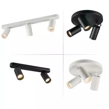 Dimmable creative three-head spotlight 7W/12W round led ceiling home living room surface mounted cob spotlight downlight 7W&3000K&Long two heads чёрный