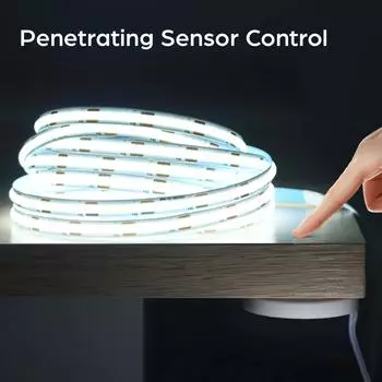 Dimmable USB 5V COB LED Light Strip With Penetrable Wood Panel 25mm Wireless Touch Sensor Switch For Closet Wardrobe Night Light 1m белый