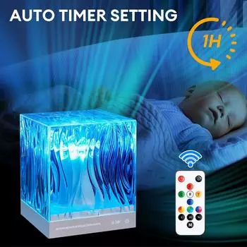 Динамическая проекционная лампа Aurora Water Wave RGB Color Crystal Night Light Home Decoration Atmosfeit Light for Bedside Children Gift