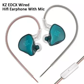 Динамические наушники KZ EDCX, наушники-вкладыши Hi-Fi Bass, внутриканальные мониторные наушники с шумоподавлением, спортивная стереогарнитура с разъемом 3,5 мм, проводная. No Mic зелёный