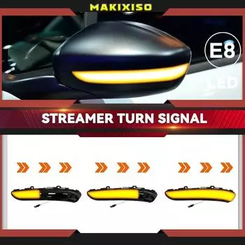 Динамические светодиодные боковые зеркала заднего вида, указатели поворота, 2 шт. Для Peugeot 2008 208 2013-2020 Для Citroen C3 C4 Cactus 2016- жёлтый