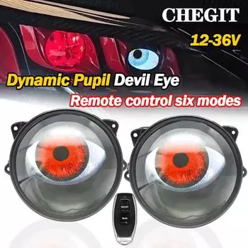Динамические светодиодные фары Devil Eye Sharingan для внедорожников, автомобилей, грузовиков, мотоциклов, 12 В-36 В, 6 режимов, регулируемая анимация глаз, питание от USB
