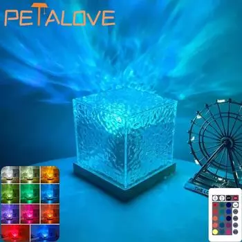 Динамический Аврора, северное сияние, водная рябь, проектор, ночник, 17 цветов, пламенная хрустальная лампа для гостиной, кабинета, спальни