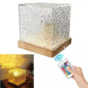 Динамический ночник с водной рябью, пульт дистанционного управления, вращающийся ночник с водной волной, 6 цветов, куб с водной рябью, красочный ночник