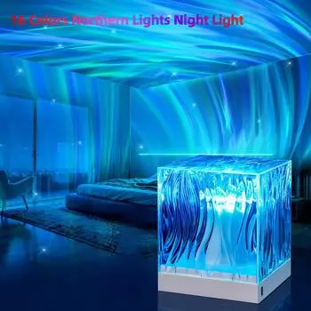 Динамический проектор Aurora Northern Lights Water Ripple Night Light 16 цветов Flame Crystal Lamp для гостиной, кабинета, спальни Atmosphere lights