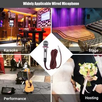 Динамический ручной кардиоидный конденсаторный микрофон, проводной микрофон, кабель 4,5 м/15 футов, разъем 6,35 мм для музыки красный