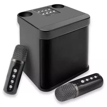 Динамик для караоке с беспроводным микрофоном HD Sound PA System для вечеринок, встреч, свадеб, дома и на открытом воздухе s чёрный