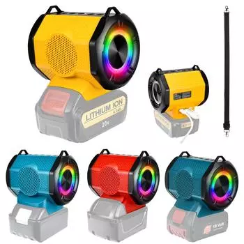 Динамик для литий-ионного аккумулятора Milwaukee/Makita/Dewalt 18-20 В с портом USB Type-C, совместимый с Bluetooth плеер, усилитель громкоговорителя
