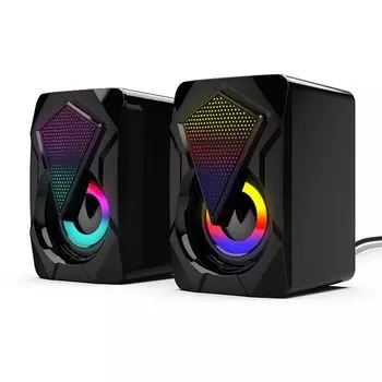 Динамик ПК Динамик USB TV Проводной Маленький Цветной Светящийся Монитор Игровой Динамик HIFI Объемный Звук для ПК Компьютера Ноутбука (черный)