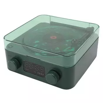 Динамик в стиле проигрывателя пластинок, беспроводной винтажный динамик, небольшой динамик BT с подсветкой темно-зеленого