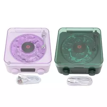 Динамик в стиле проигрывателя пластинок, беспроводной винтажный динамик, небольшой динамик BT с подсветкой и дисплеем времени Violet