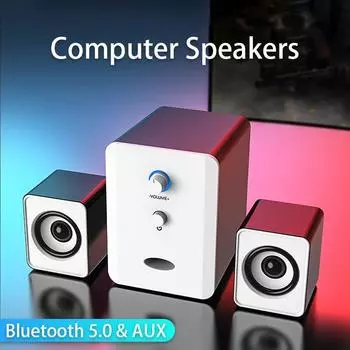 Динамики для настольного компьютера — звуковая панель Bluetooth, питание от USB, дополнительный разъем 3,5 мм, идеально подходит для настольного монитора, ПК, ноутбуков AUX чёрный